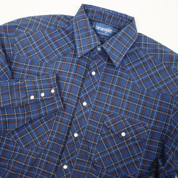 Wrangler Other - Wrangler Mens XL Plaid Pearl Snap Button Western Shirt